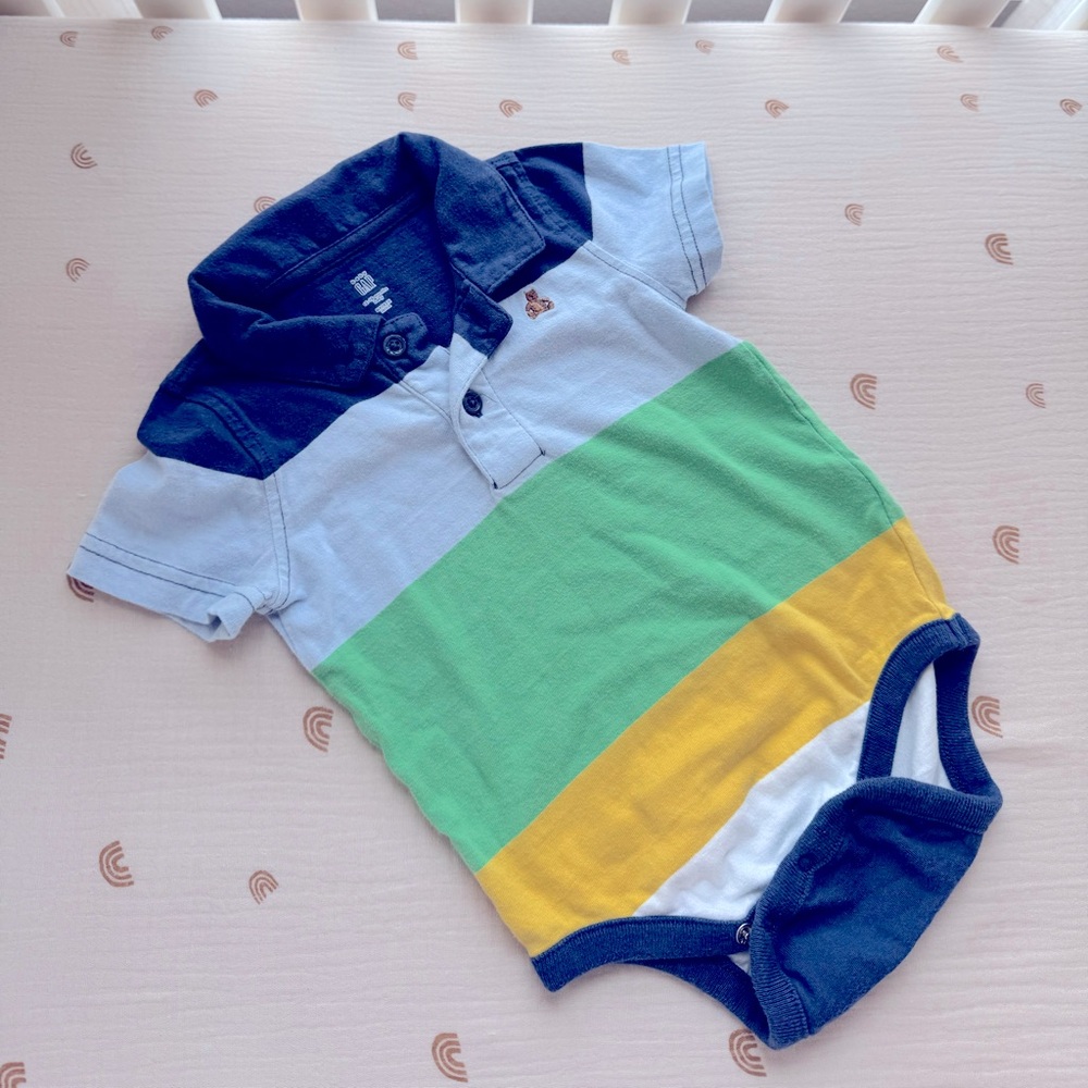 Baby Gap Colorful Striped Kids Polo Onesie Shirt